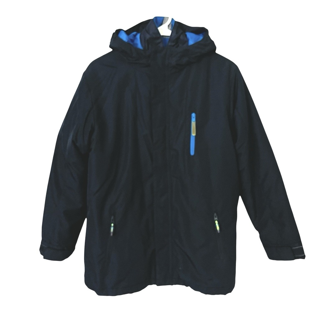 Champion Youth 3-in-1 Insulated Jacket Size L (12-14) Black Blue Hooded Winter